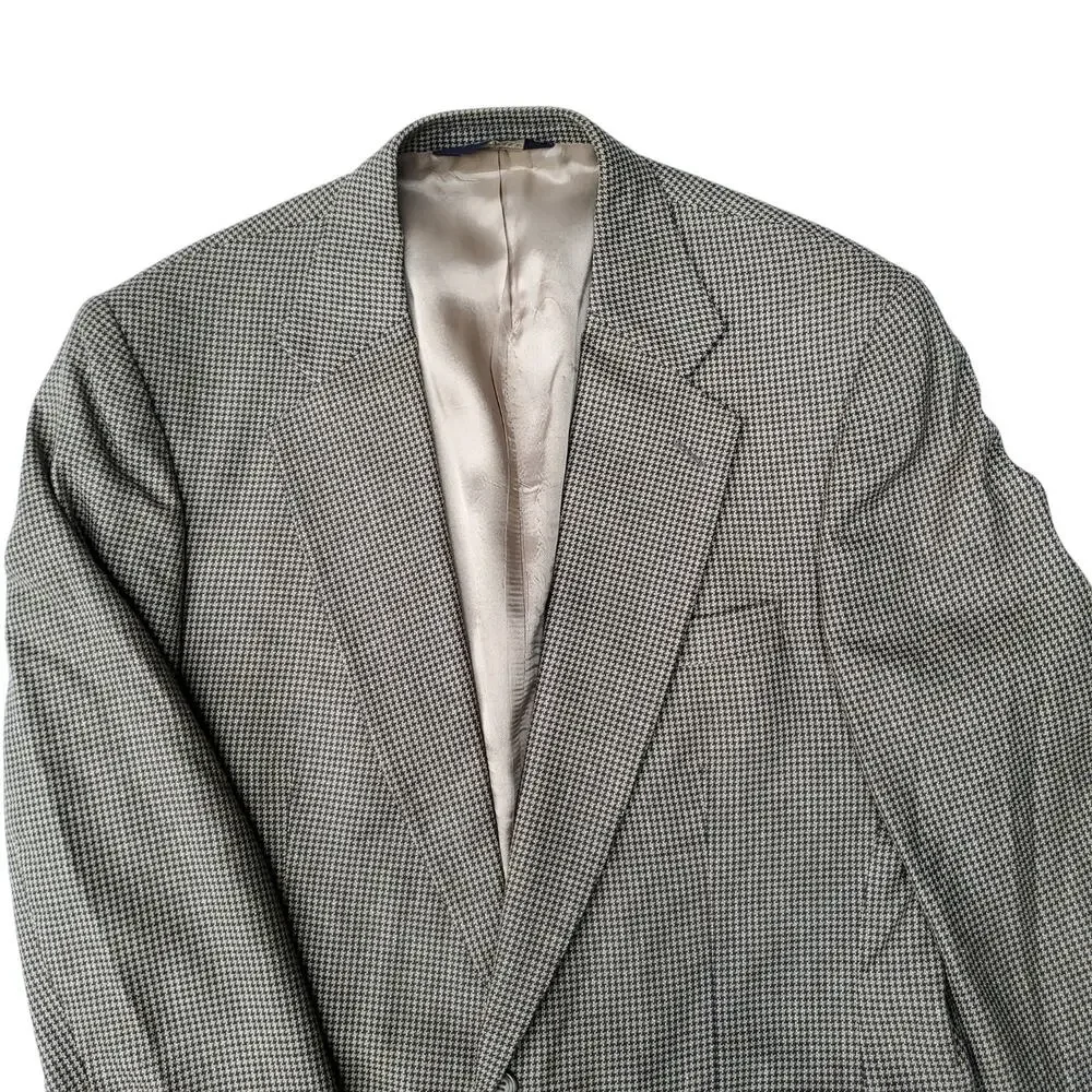 Jos A Bank Preppy Micro Houndstooth Blazer Jacket Sport Coat Blue Executive 42L